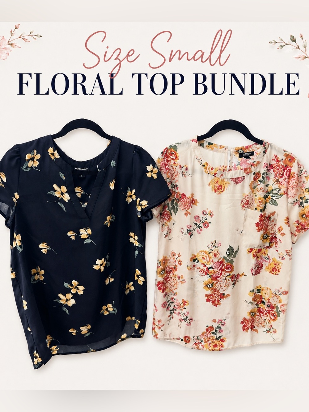 Bundle of 2 Floral Short-Sleeve Blouses